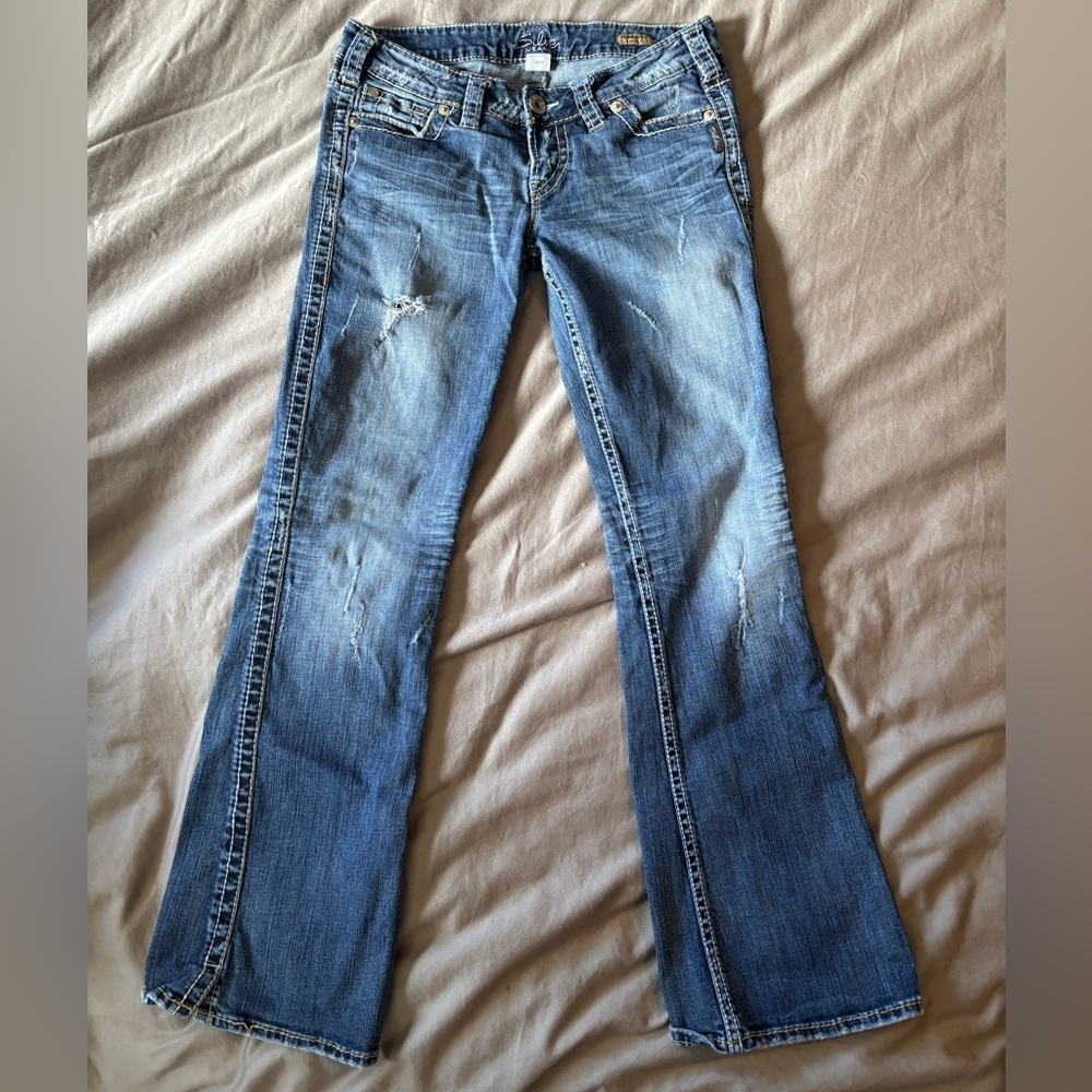 Silver Jeans Frances Bootcut Jeans size s/m W28 L31 Mid Rise Stretch Med Blue